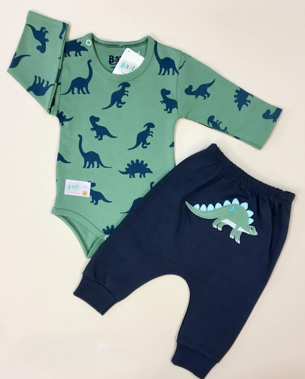 خرید ست دوتکه نوزادی بیبی وان طرح ددی | بادی و شلوار نخ پنبهای نرم سایز ۳ تا ۱۸ ماه