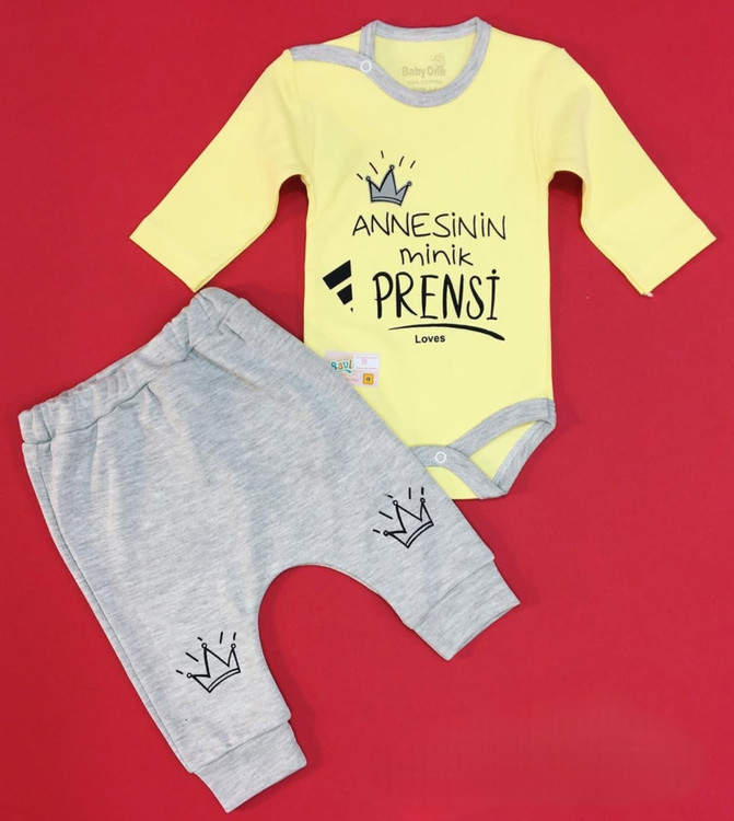 خرید ست دوتکه نوزادی بیبی وان طرح ددی | بادی و شلوار نخ پنبهای نرم سایز ۳ تا ۱۸ ماه