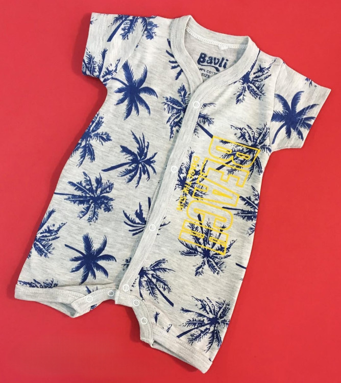 رامپرز نوزادی صد درصد نخ پنبه طرح نخل برند بیبی وان مناسب 3 تا 18 ماه