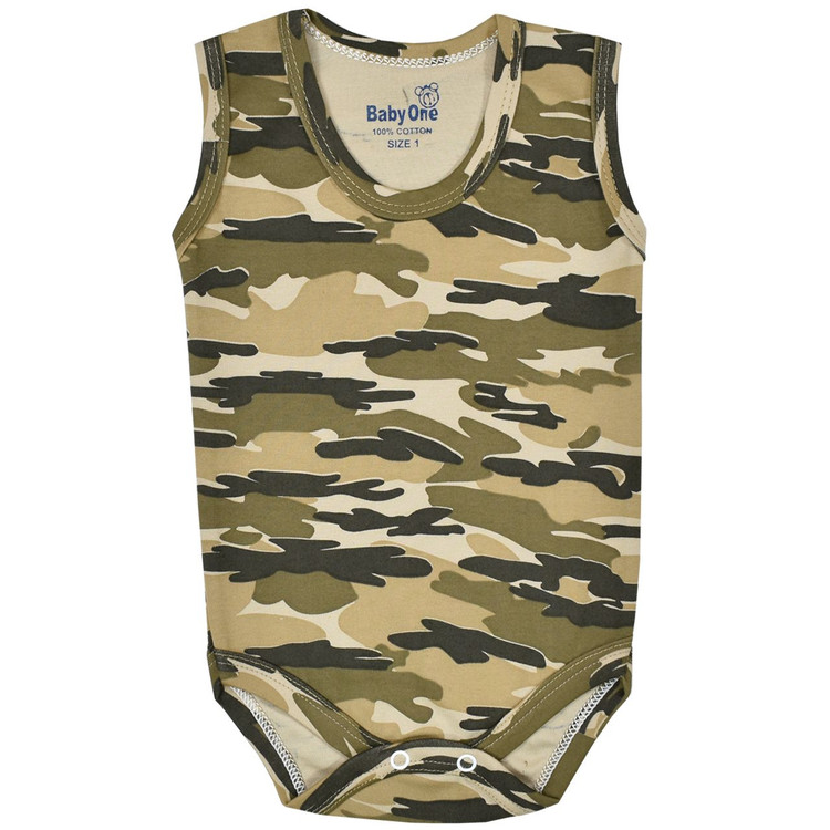 بادی زیردکمه رکابی نوزادی بی بی وان نخ پنبه طرح چریکی