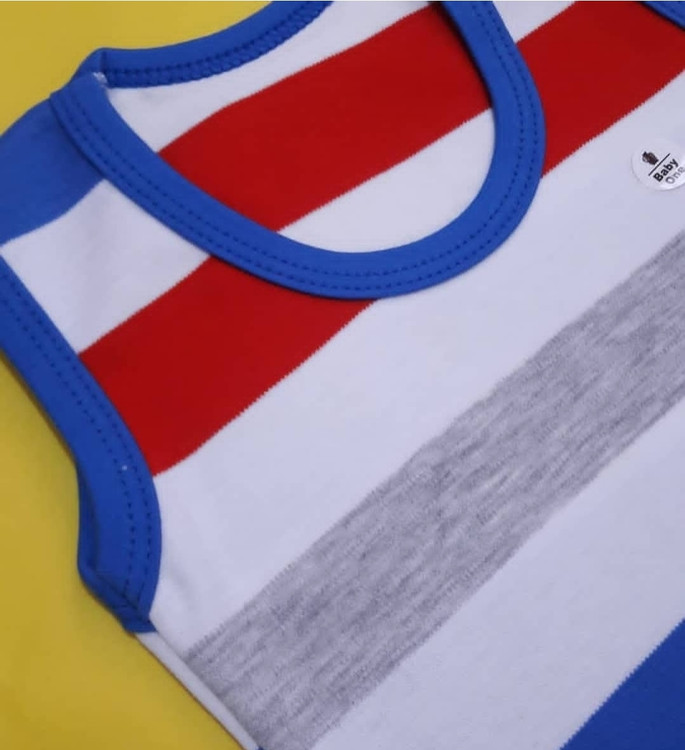 بادی زیردکمه رکابی نوزادی بی بی وان نخ پنبه طرح راه راه